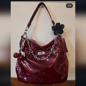 Coach Chelsea Ashlyn Patent Crimson Wine Hobo F17861
